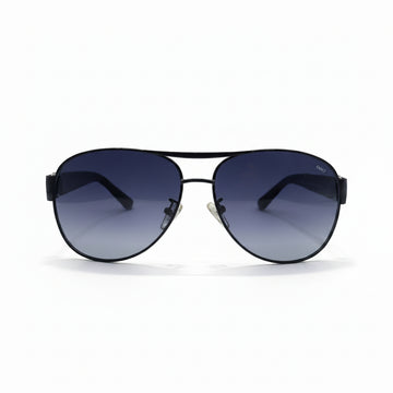 Classic Aviator Sunglasses | Matte Black Metal Frame | Deep Blue Gradient Lenses