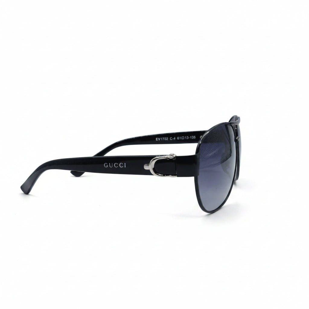 Classic Aviator Sunglasses | Matte Black Metal Frame | Deep Blue Gradient Lenses
