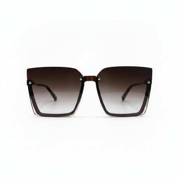 Oversized Square Flat Top Sunglasses | Dark Brown Transparent Frame