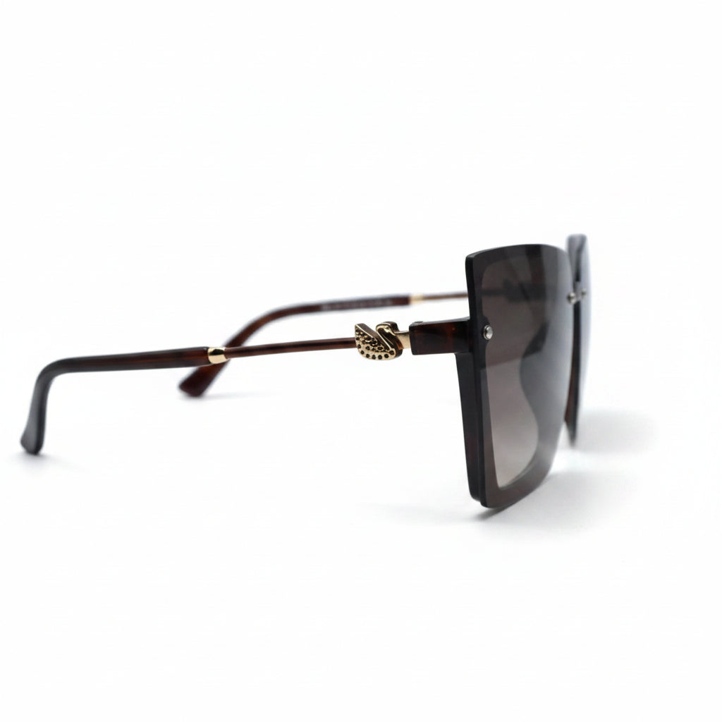 Oversized Square Flat Top Sunglasses | Dark Brown Transparent Frame