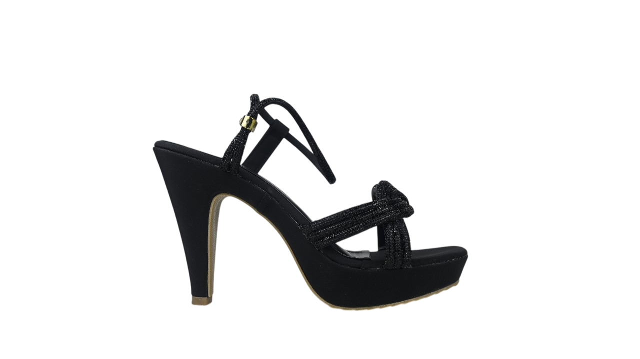 Elegant Nude Platform High Heel Sandals for Women – Sparkly Strappy Party Wear Heels