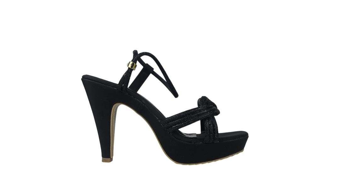 Elegant Nude Platform High Heel Sandals for Women – Sparkly Strappy Party Wear Heels