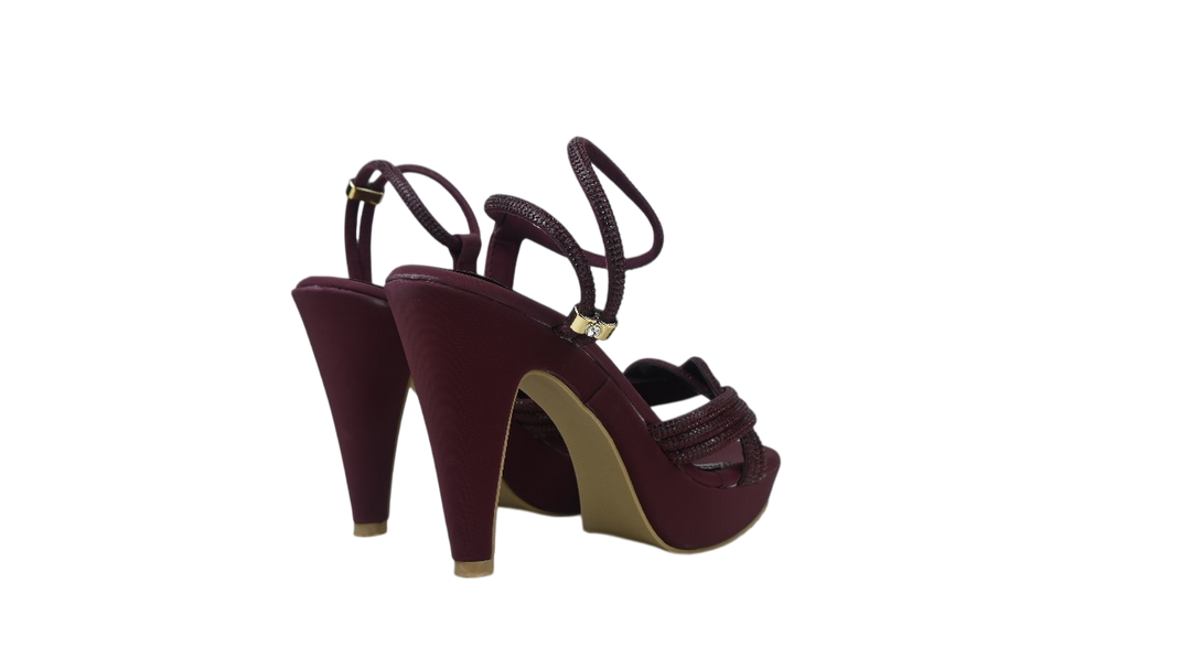 Elegant Nude Platform High Heel Sandals for Women – Sparkly Strappy Party Wear Heels