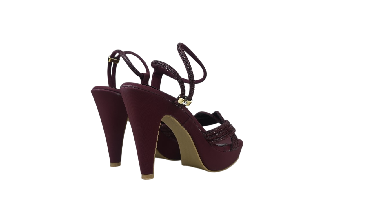 Elegant Nude Platform High Heel Sandals for Women – Sparkly Strappy Party Wear Heels